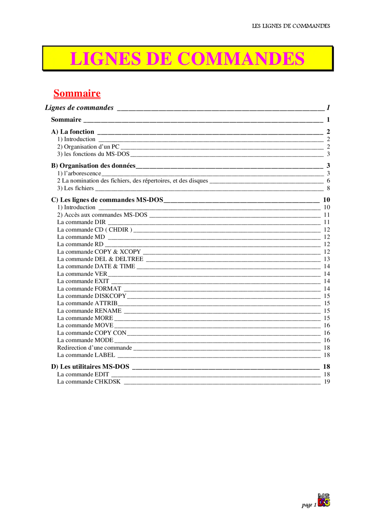 MS-DOS - Maîtriser les commandes essentielles