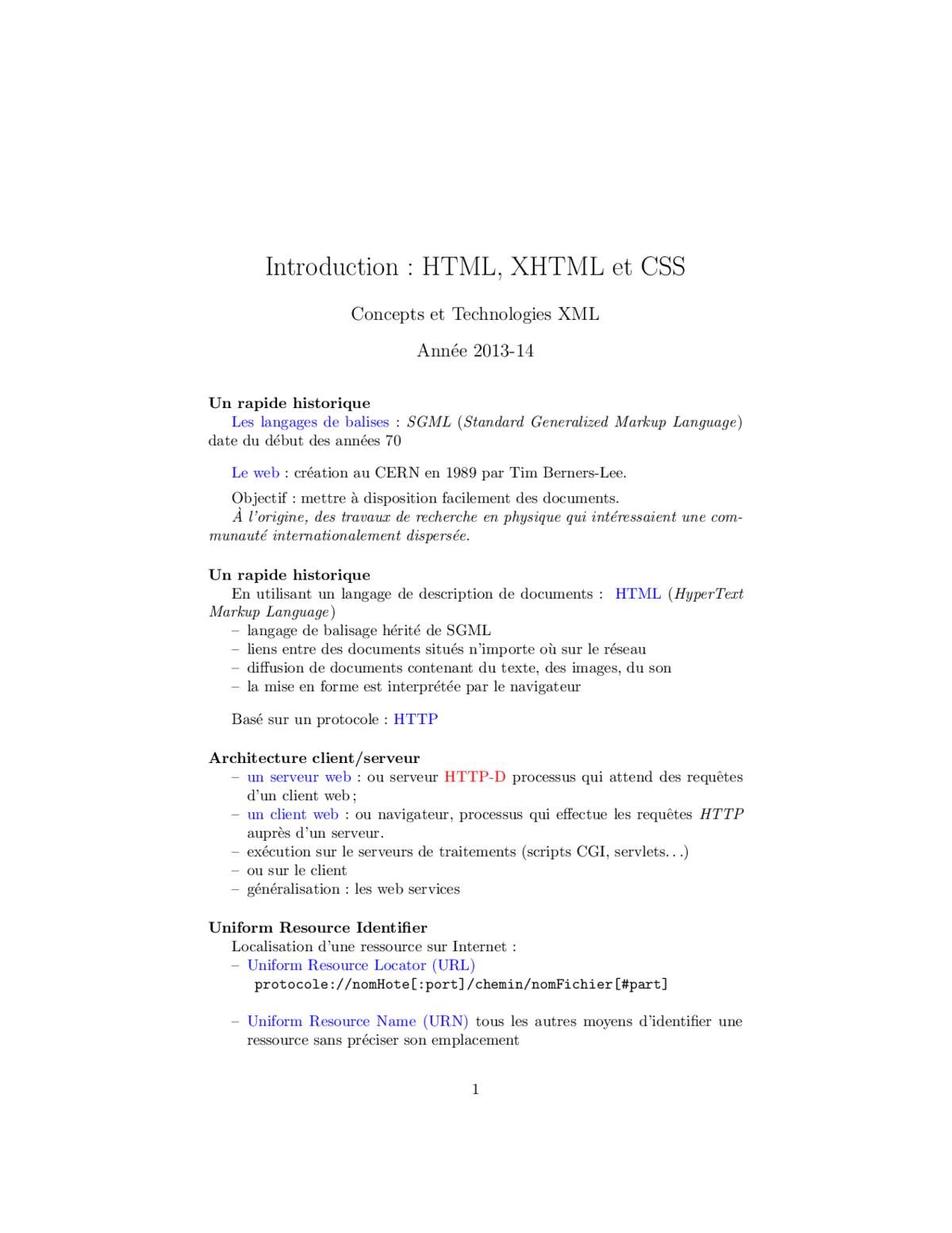HTML, XHTML, CSS - Introduction aux langages web