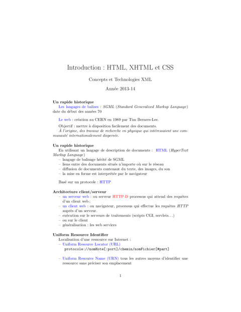 Introduction : HTML, XHTML et CSS