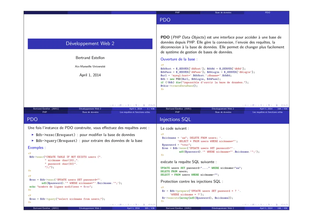 Développement Web - Maîtriser PDO pour bases de données