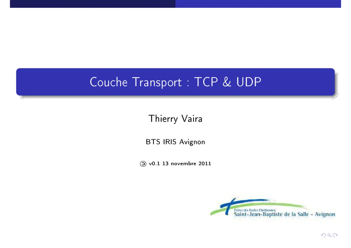 Couche Transport - Maîtriser TCP et UDP