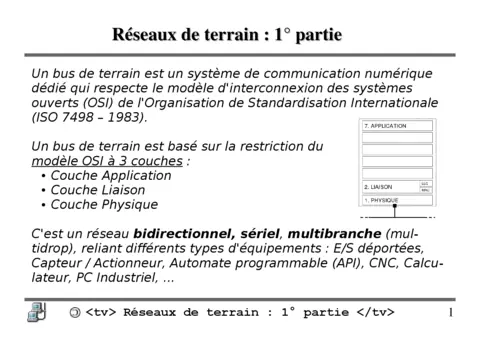Réseaux de terrain : 1° partie