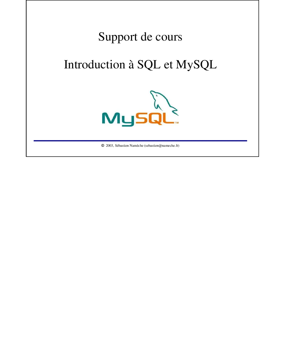 SQL et MySQL - Introduction aux bases de données