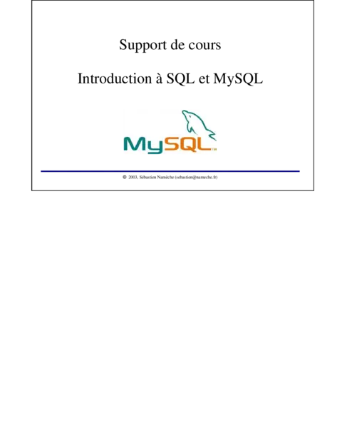 Introduction à SQL et MySQL