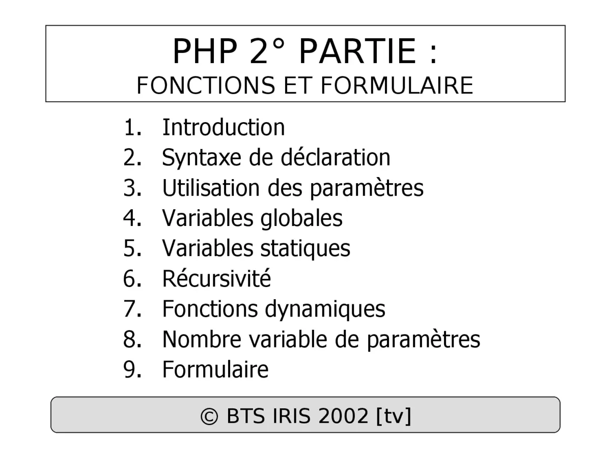 PHP - Maîtriser les Fonctions et Formulaires