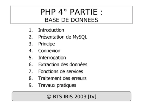 PHP : Base de données
