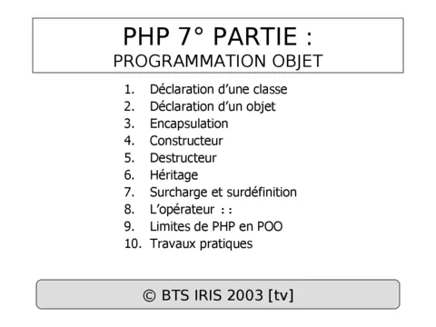 PHP : Programmation objet