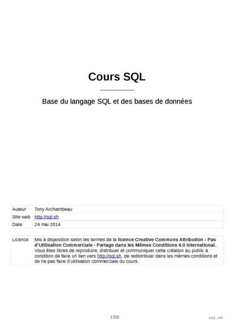 Base du langage SQL et des bases de données