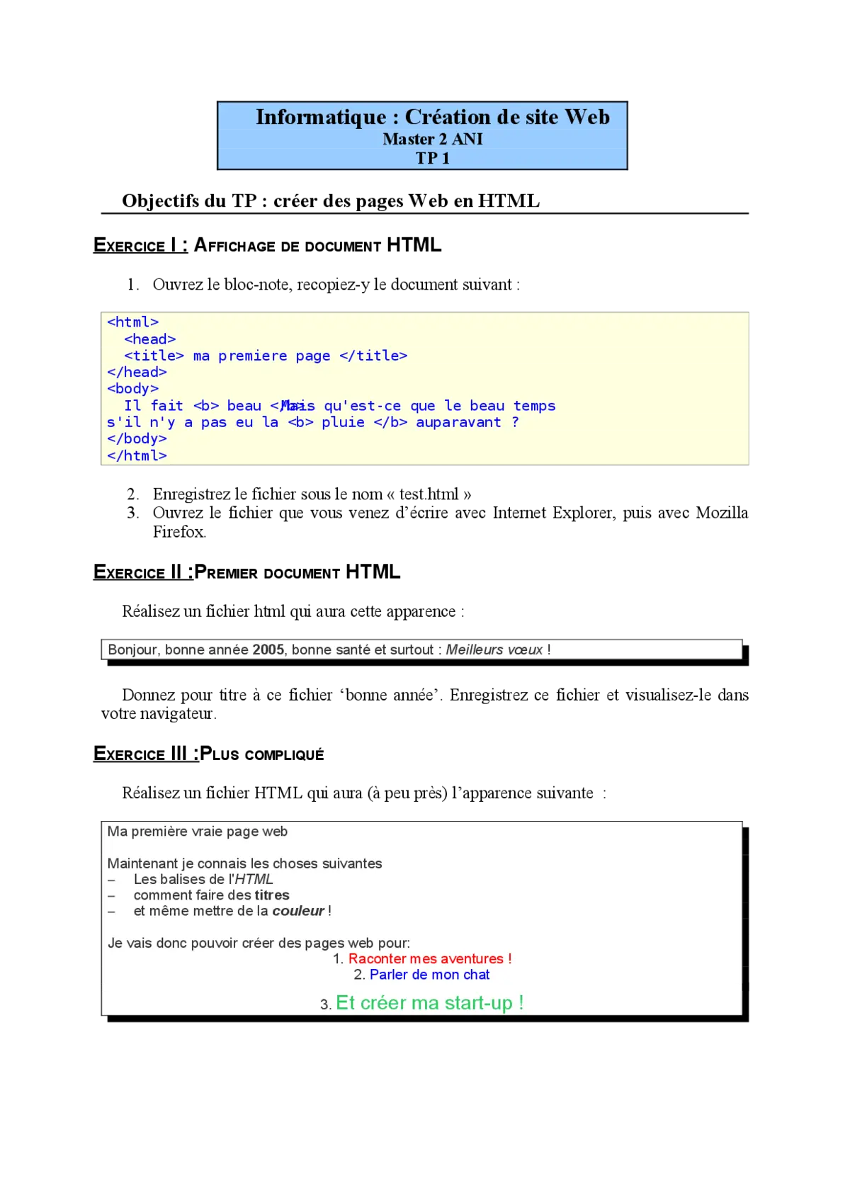 HTML - Maîtriser les exercices pratiques