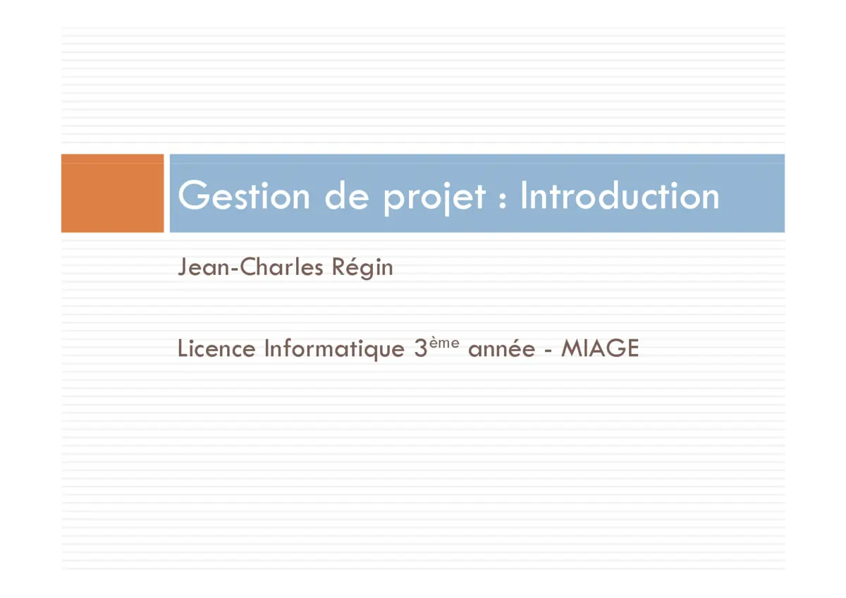 Gestion de projet - Introduction aux fondamentaux