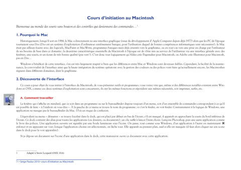Cours d’initiation au Macintosh