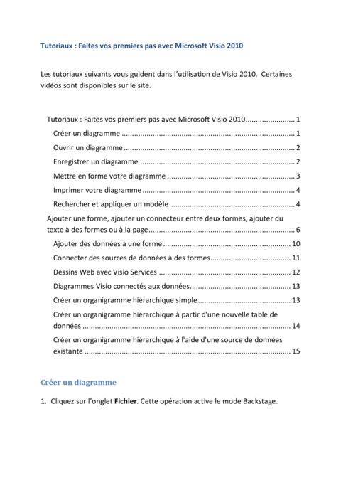 premiers pas avec Microsoft Visio 2010