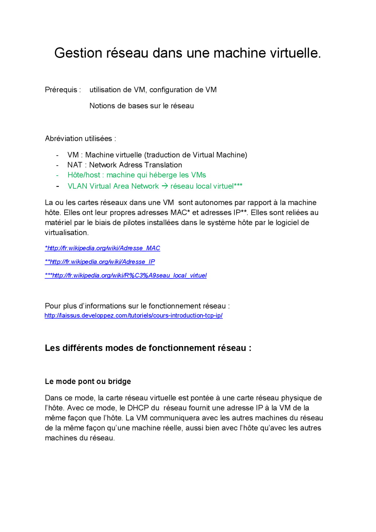 Gestion Réseau Machine Virtuelle: Config Avancée