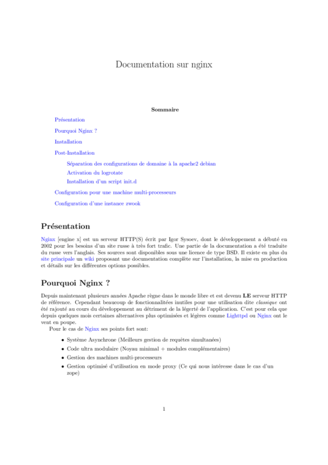 Documentation sur nginx