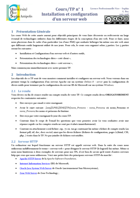 Installation et configuration d’un serveur web - TP