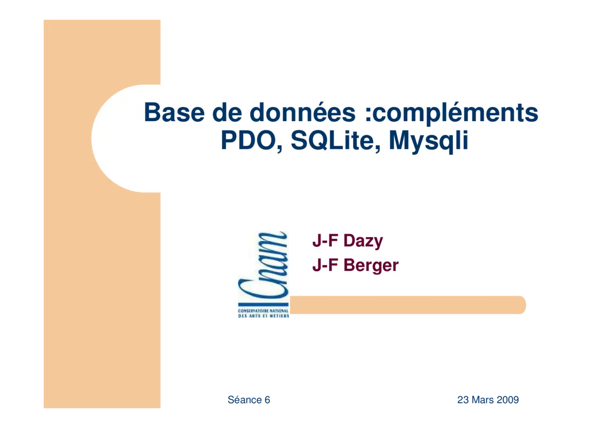 Bases de données - Maîtriser PDO, SQLite et MySQLi