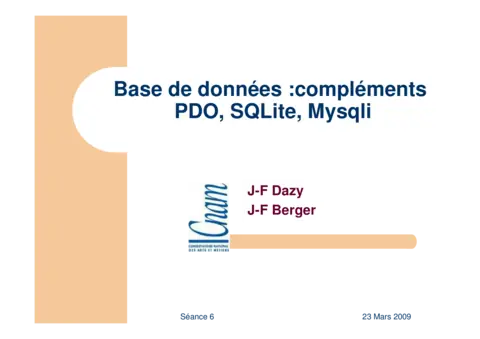 Base de données : PDO, SQLite, Mysqli