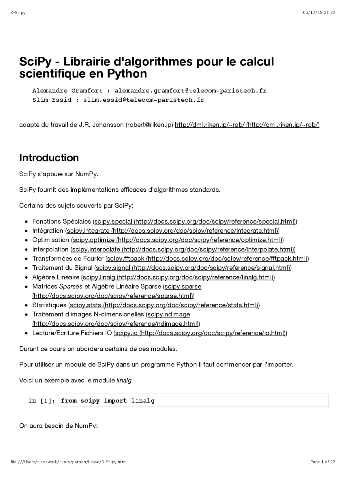Python SciPy - Maîtriser le calcul scientifique