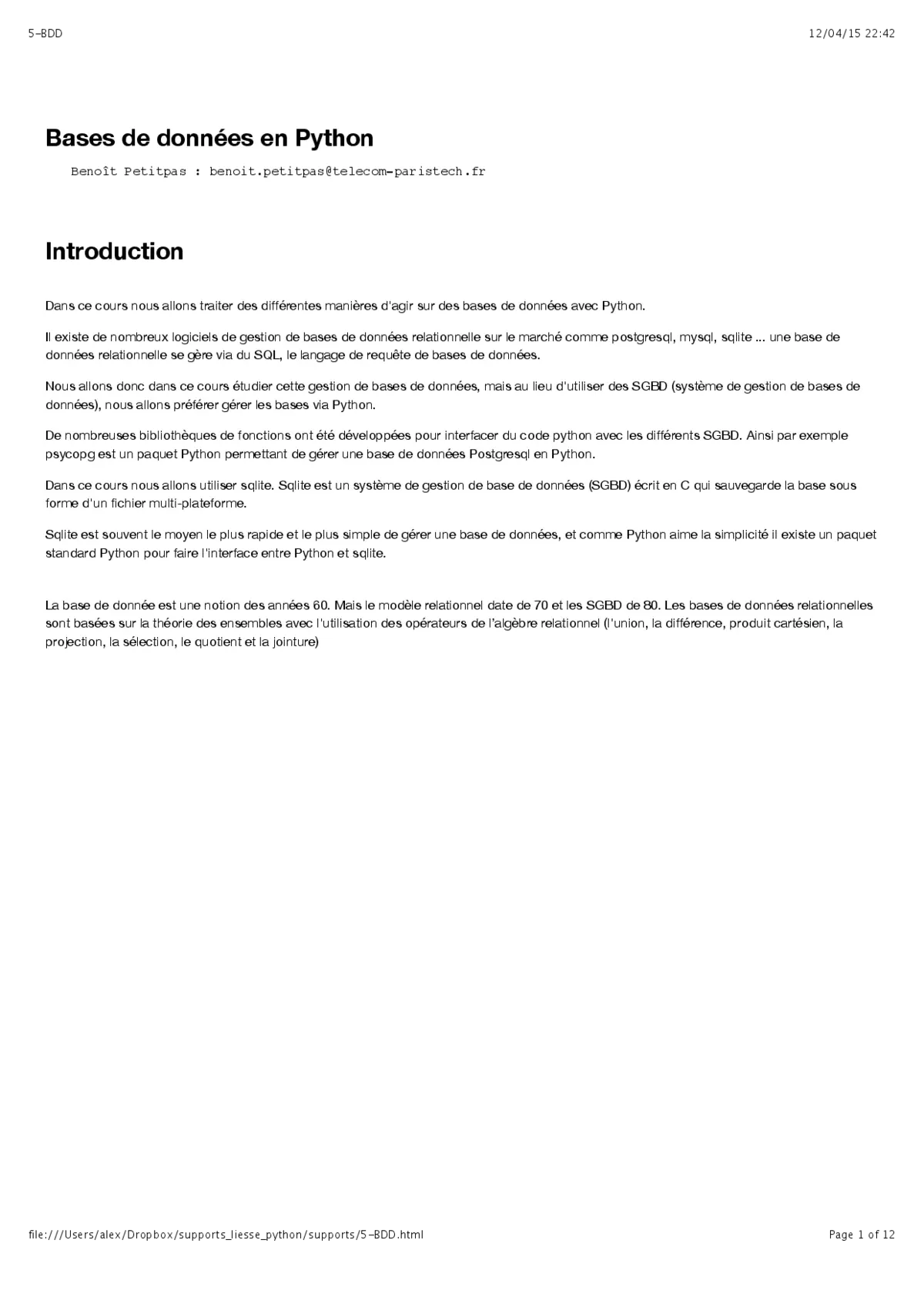 Python - Bases de données SQLite pour débutants