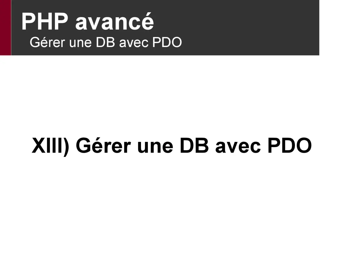 PHP avancé - Gestion de bases de données avec PDO