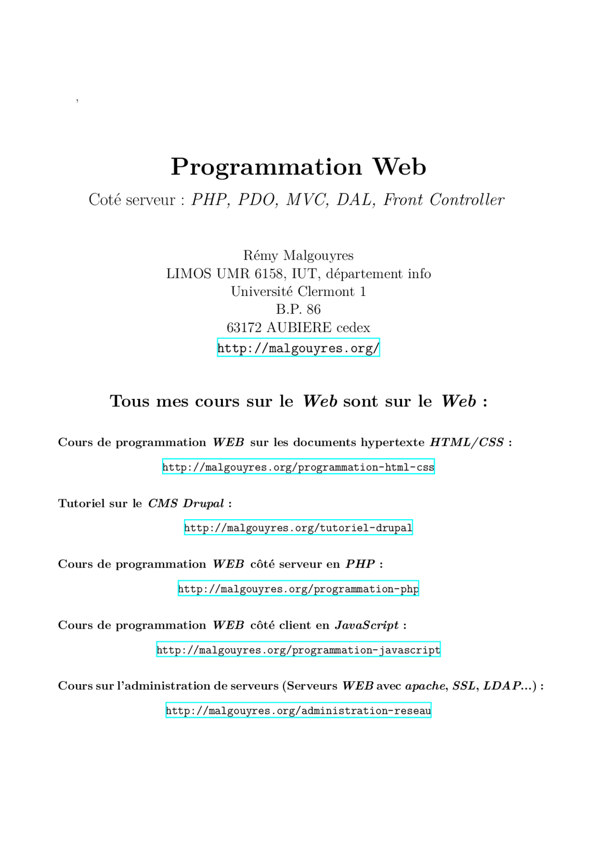 Développement Web Serveur - PHP, PDO, MVC, DAL, Contrôleur