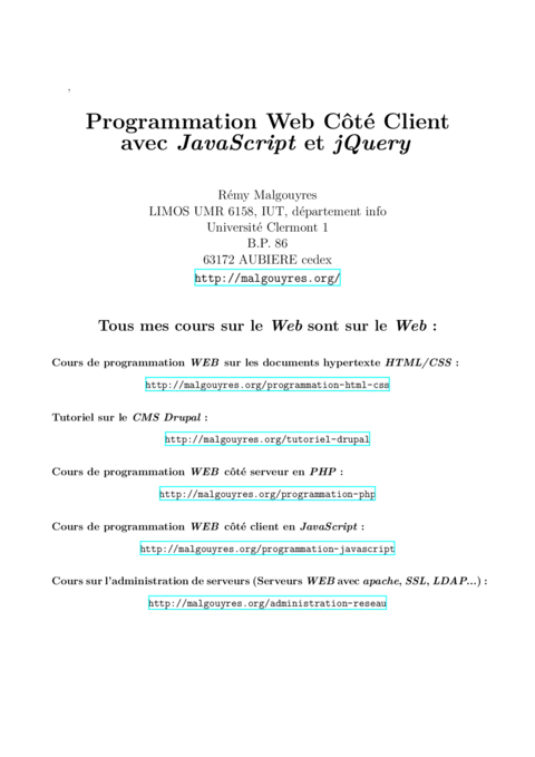 Web Côté Client avec JavaScript et jQuery