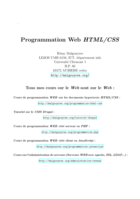 Programmation Web HTML/CSS