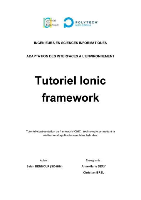 Tutoriel Ionic framework