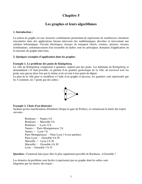 Les graphes et leurs algorithmes