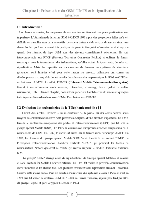 Présentation du GSM, UMTS et la signalisation Air Interface
