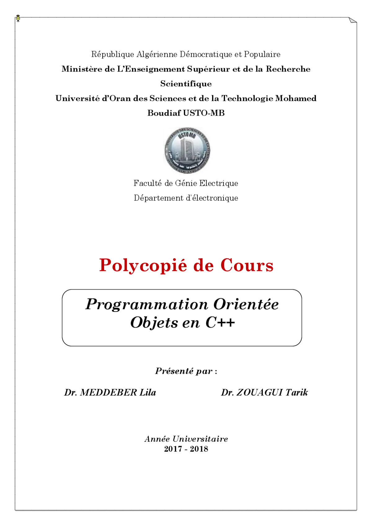 Prog Orientée Objet C++: Concepts Clés