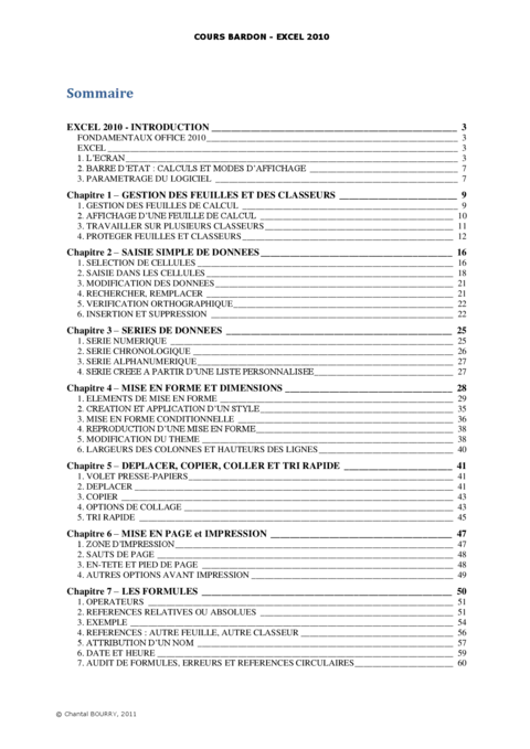 Cours Excel 2010
