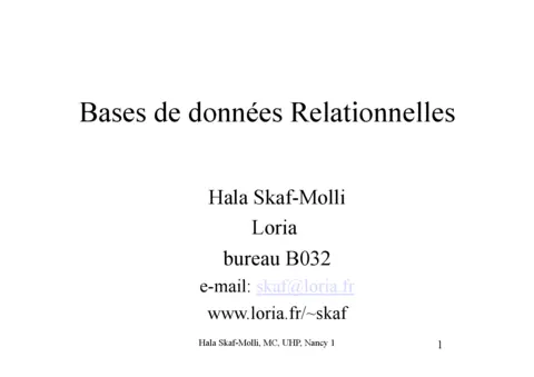 Bases de données Relationnelles 