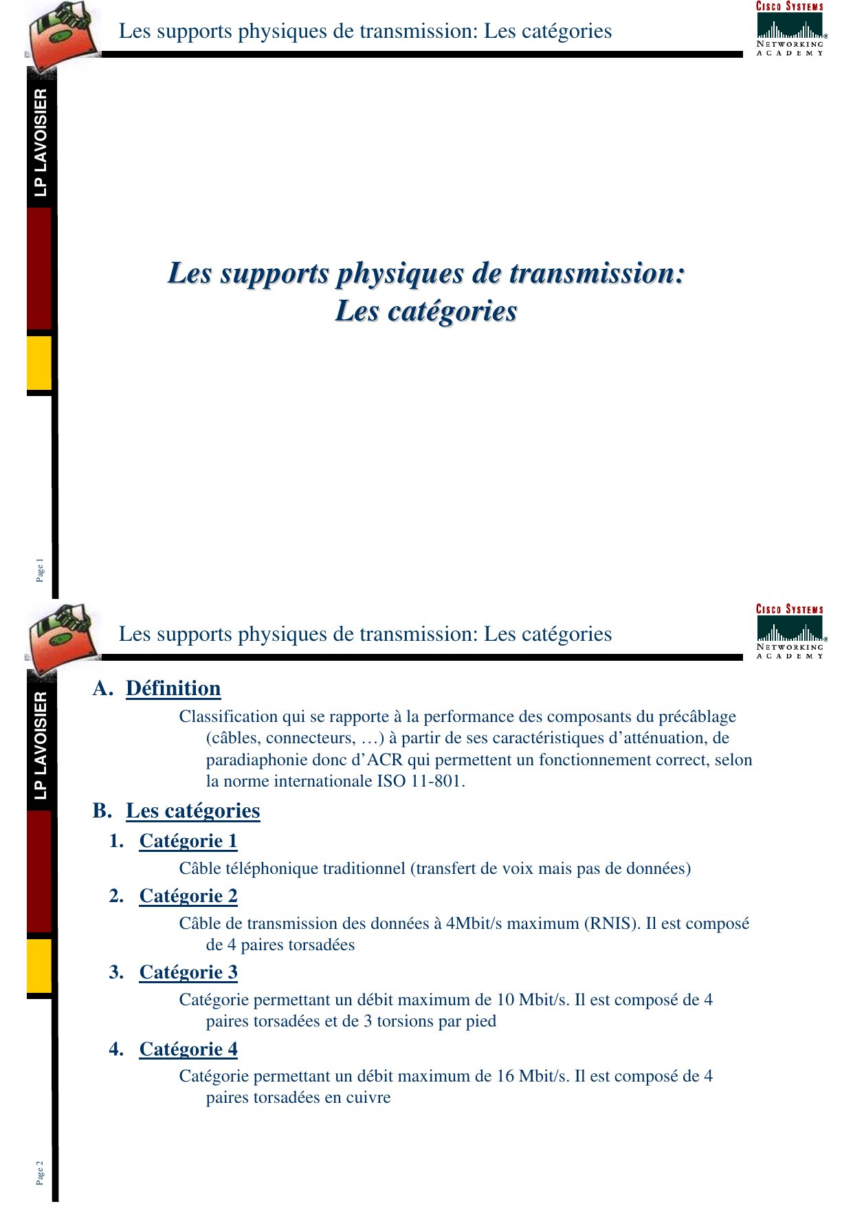 Aperçu du cours Supports physiques de transmission - Les catégories