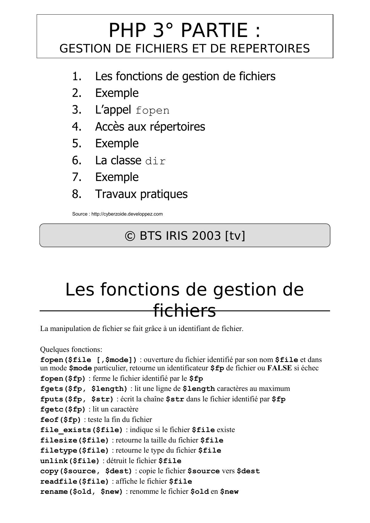 Aperçu du cours PHP - Manipuler fichiers et répertoires efficacement